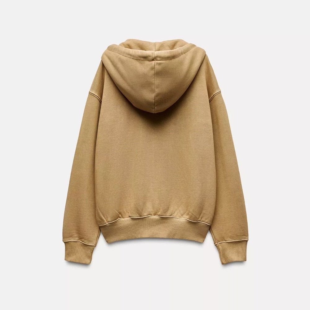 NWOT Zara WASHED ZIP UP JACKET - Toffee/Dark Yellow - size Small